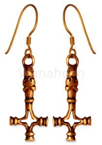 Kolczyki wikińskie WILCZY KRZYŻ brąz