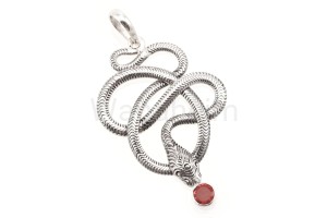 Zawieszka WĄŻ MEDINA granat srebro