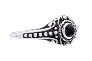 Pierścień średniowieczny AMARA czarny onyks srebro