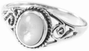 Pierścień średniowieczny LUCY masa perłowa srebro