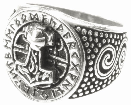 Pierścień wikiński sygnet DONAR FUTHARK srebro r402.jpg