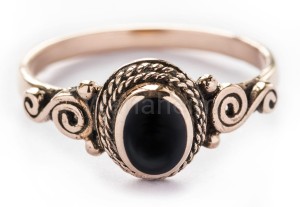 Pierścień średniowieczny ALICE onyks brąz