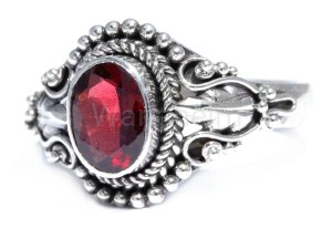 Pierścień średniowieczny ASA granat srebro