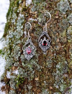 Kolczyki średniowieczne SALA srebro granat