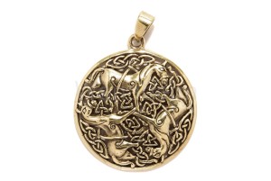 Zawieszka celtycka TRZY KONIE brąz