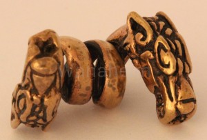 Koralik wikiński"Geri i Freki"brąz