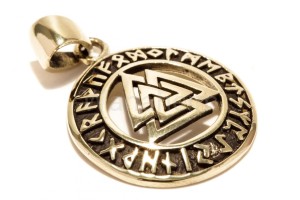 Zawieszka wikińska VALKNUT z RUNAMI brąz