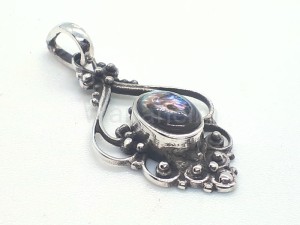 Zawieszka średniowieczna SALA srebro opal morski