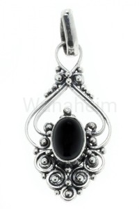 Zawieszka średniowieczna SALA srebro onyks