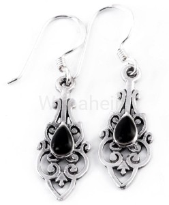 Kolczyki średniowieczne FASTVI srebro onyks