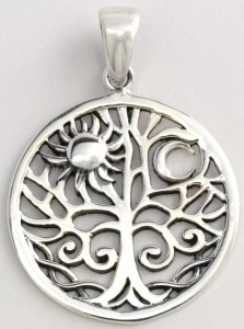 Zawieszka ”Słońce, księżyc, drzewo życia”srebro