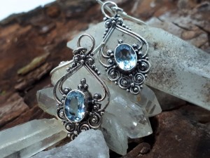 Kolczyki średniowieczne SALA srebro topaz