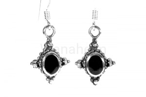 Kolczyki średniowieczne HELMI onyks srebro